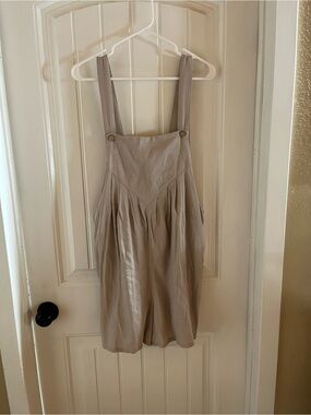 MACARON Beige Suspender Romper